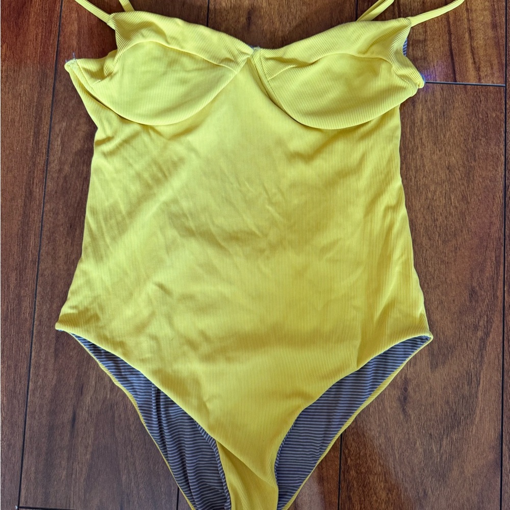 Acacia Swimwear Marlow Yellow Ribbed Full Piece
